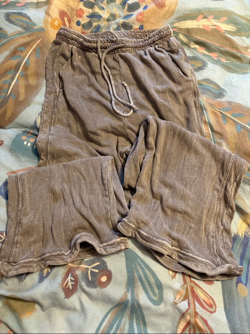 Three Bird Nest Wide Leg Flare So Comfy Sweats Pants Womens M Brown Acid Wash - Picture 4 of 5